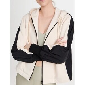Sweaty Betty Riley Swing-Back Zip-Through Jacket Size 6 Beige Black